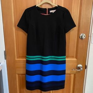 [LOFT] Striped Shift Dress with Bow Zipper